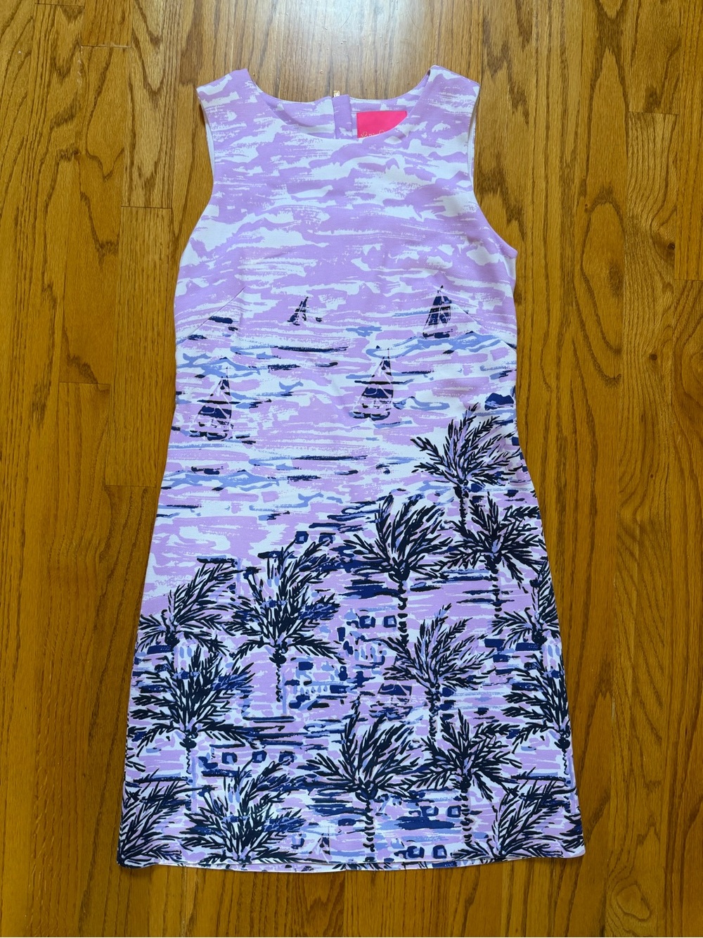 Lilly Pulitzer Lavender Palm & Sailboat Tropical Print Shift Dress
